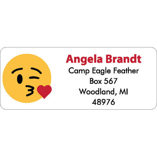 Kisses Emoji Return Address Labels in a Jar