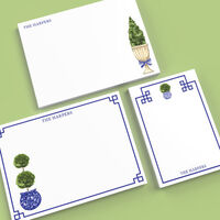Blue Topiary Flat Note Card Collection