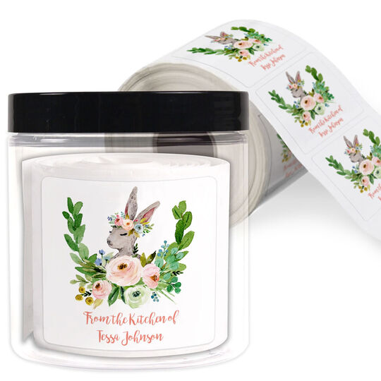 Bunny Spring Spray Square Stickers in a Jar