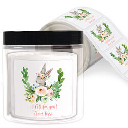 Bunny Spring Spray Square Stickers in a Jar