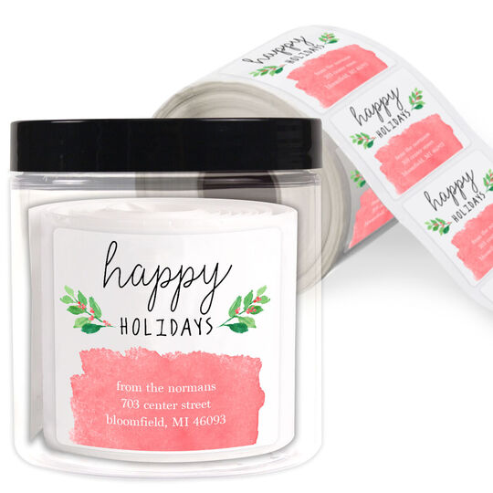 Christmas Sprigs Square Address Labels in a Jar