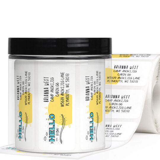 Hello Sunshine Return Address Labels in a Jar