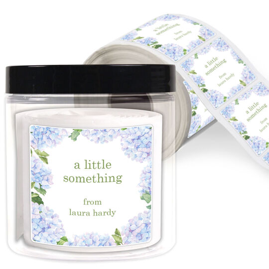 Hydrangea Border Square Gift Stickers in a Jar