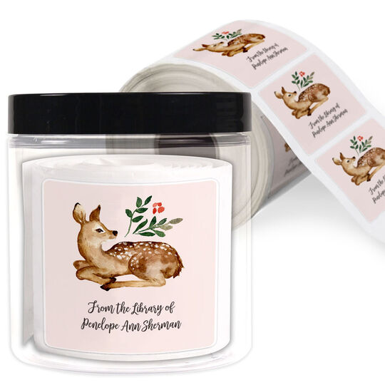 Spring Fawn Square Gift Stickers in a Jar