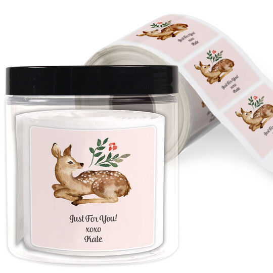 Spring Fawn Square Gift Stickers in a Jar