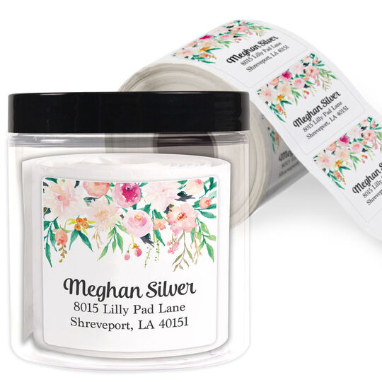 Spring Garden Square Address Labels in a Jar