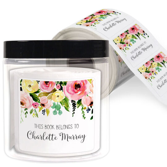 Spring Peonies Square Gift Stickers in a Jar