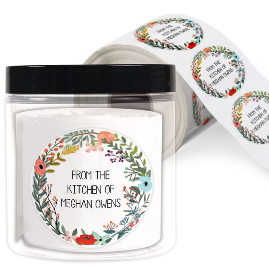 Vine Wreath Kitchen Round Stickers in a Jar