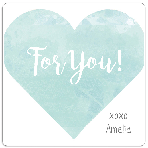 Watercolor Heart Square Gift Stickers in a Jar