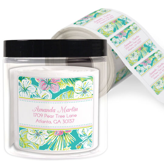 Bali Garden Square Address Labels in a Jar