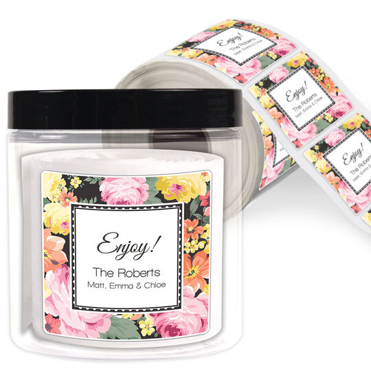 Elegant Spring Garden Square Gift Stickers in a Jar