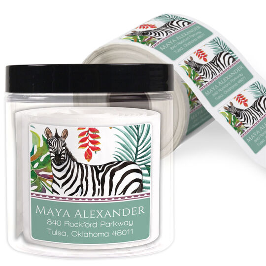 Zebra Square Address Labels in a Jar