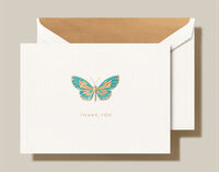 Butterfly Boxed Folded Thank You Note Cards - Hand Engraved