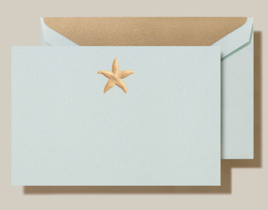 Starfish Boxed Flat Note Cards - Hand Engraved