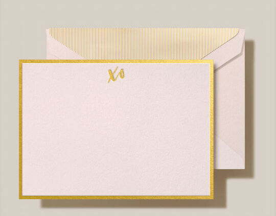 Gold Foil XO Bordered Boxed Flat Note Cards
