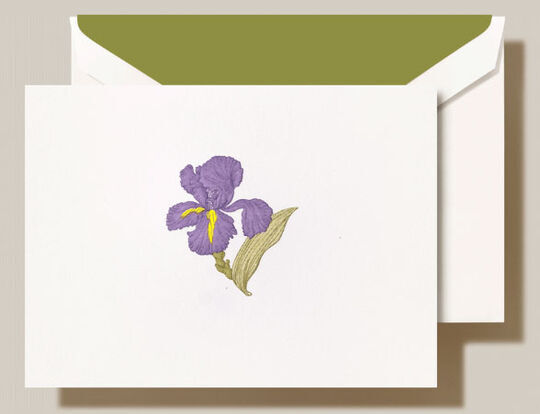 Iris Boxed Folded Note Cards - Hand Engraved