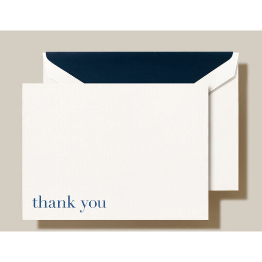 Bodoni Blue Thank You Folded Note Cards