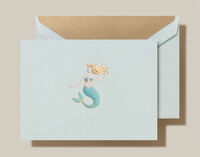 Mermaid Boxed Folded Note Cards - Hand Engraved