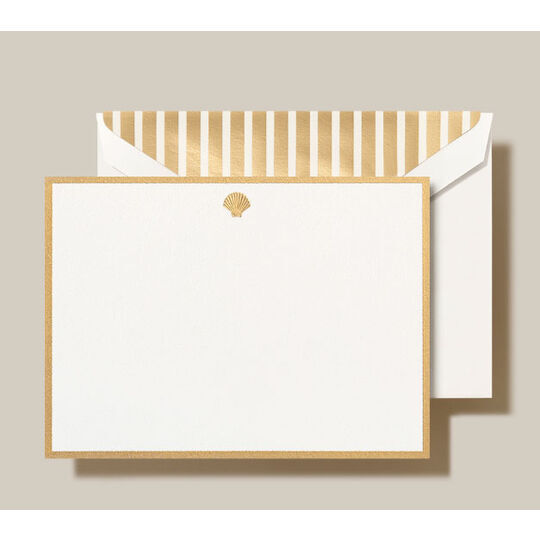 Shell Boxed Flat Note Cards - Hand Engraved