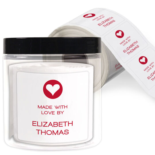 Modern Heart Square Gift Stickers in a Jar