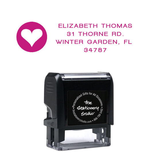 Modern Heart Address Rectangular Self-Inking Stamp