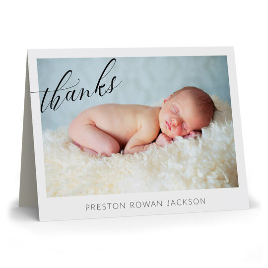 Script Thanks Folded Photo Note Cards