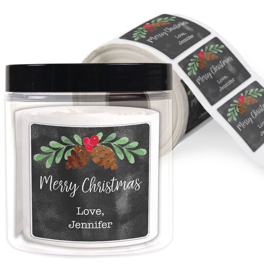 Pine Swag Holidays Gift Stickers