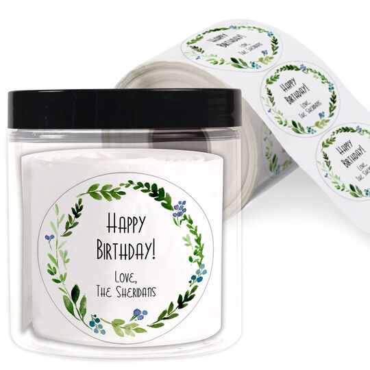 Green Wreath Gift Stickers in a Jar