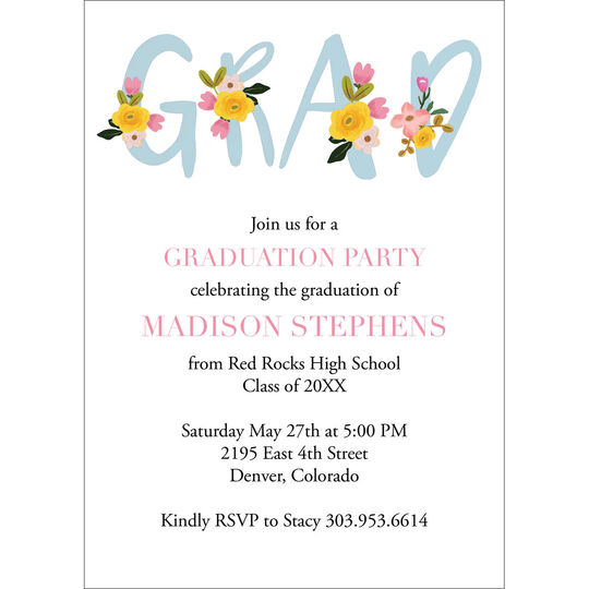 Floral Grad Invitations