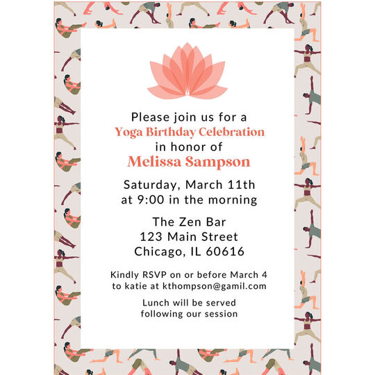 Yoga Poses Border Invitations