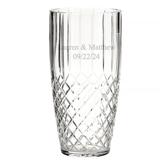 Crystal Linear Vase with Medallion Pattern