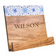 Personalized Acacia Blue and White Enamel Cookbook Holder Image 1 of 2