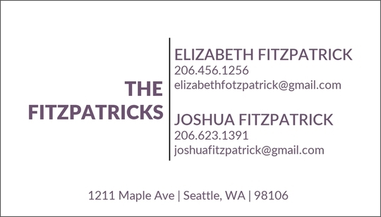 Cross Bar Letterpress Contact Cards