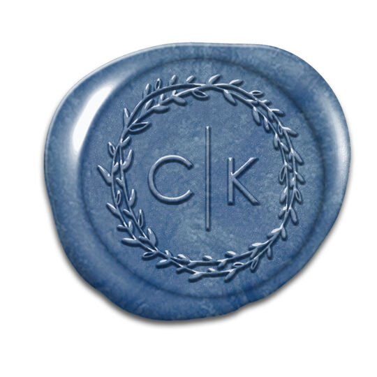 Modern Initials in Wreath Peel & Stick Wax Seals