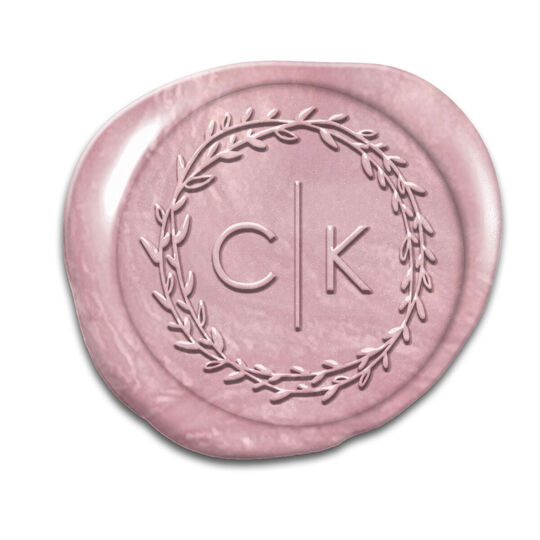 Modern Initials in Wreath Peel & Stick Wax Seals