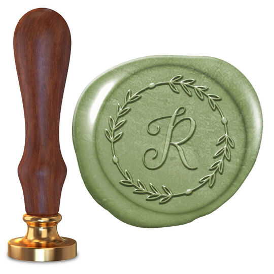 Vine Wreath with Initial Wax Seal Stamp