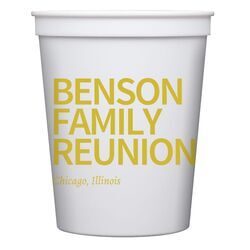 Family Reunion Cups, Personalized Plastic Cups, Reunion Party