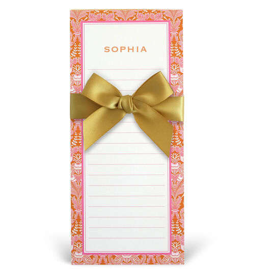 Orange Damask List Notepad Set