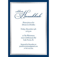 Navy and Faux Silver Border Invitations