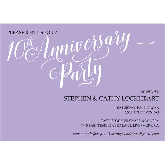 Script 10th Anniversary Party Invitations