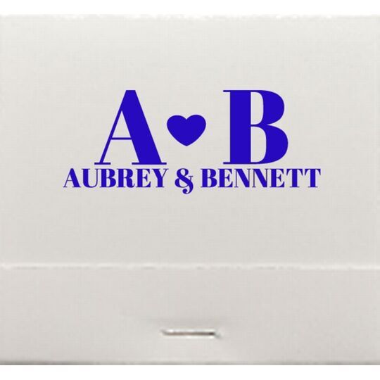 Initials and Heart 30-Strike Matchbooks