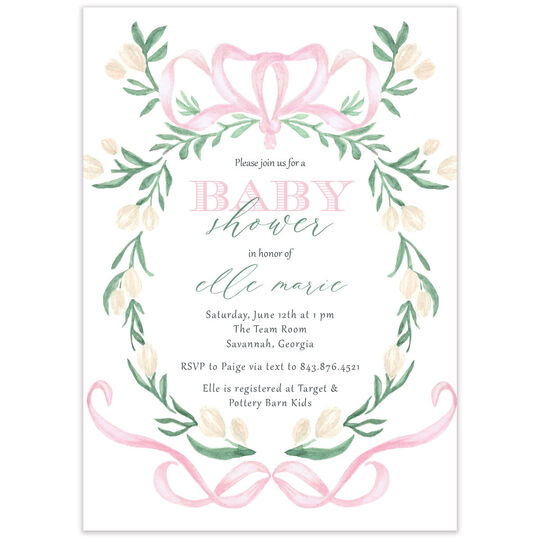 Bow Crest Baby Shower Invitations