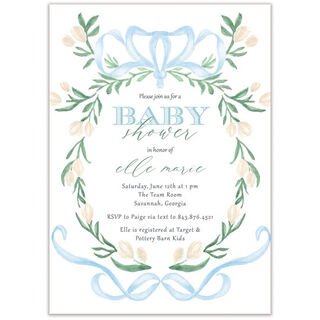 Bow Crest Baby Shower Invitations