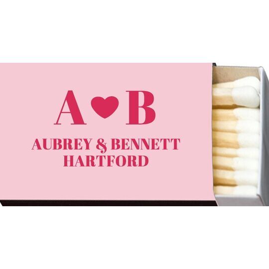 Initials and Heart 20-Strike Matchboxes