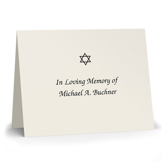 Triple Thick Canvas Folded Sympathy Cards with Jewish Star - Raised Ink