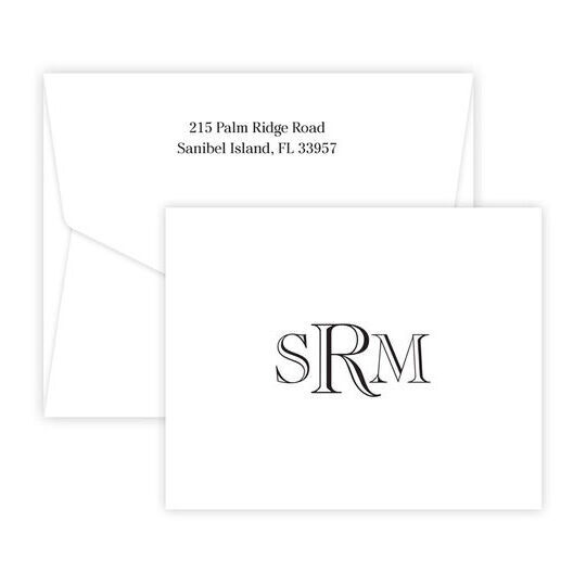 Richmond Monogram Folded Note Cards - Raised Ink