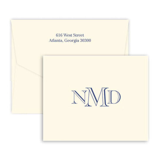 Richmond Monogram Folded Note Cards - Raised Ink