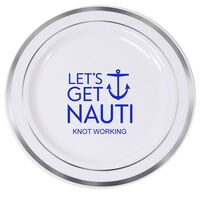 Let's Get Nauti Anchor Premium Banded Plastic Plates