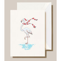 Engraved Festive Flamingo Boxed Folded Christmas Cards