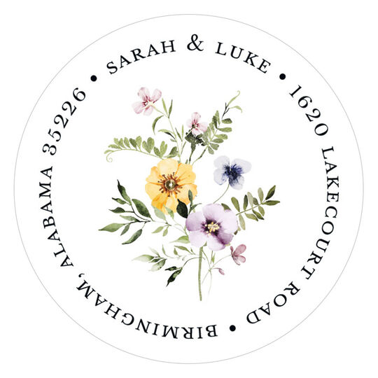 Wildflowers Round Address Labels